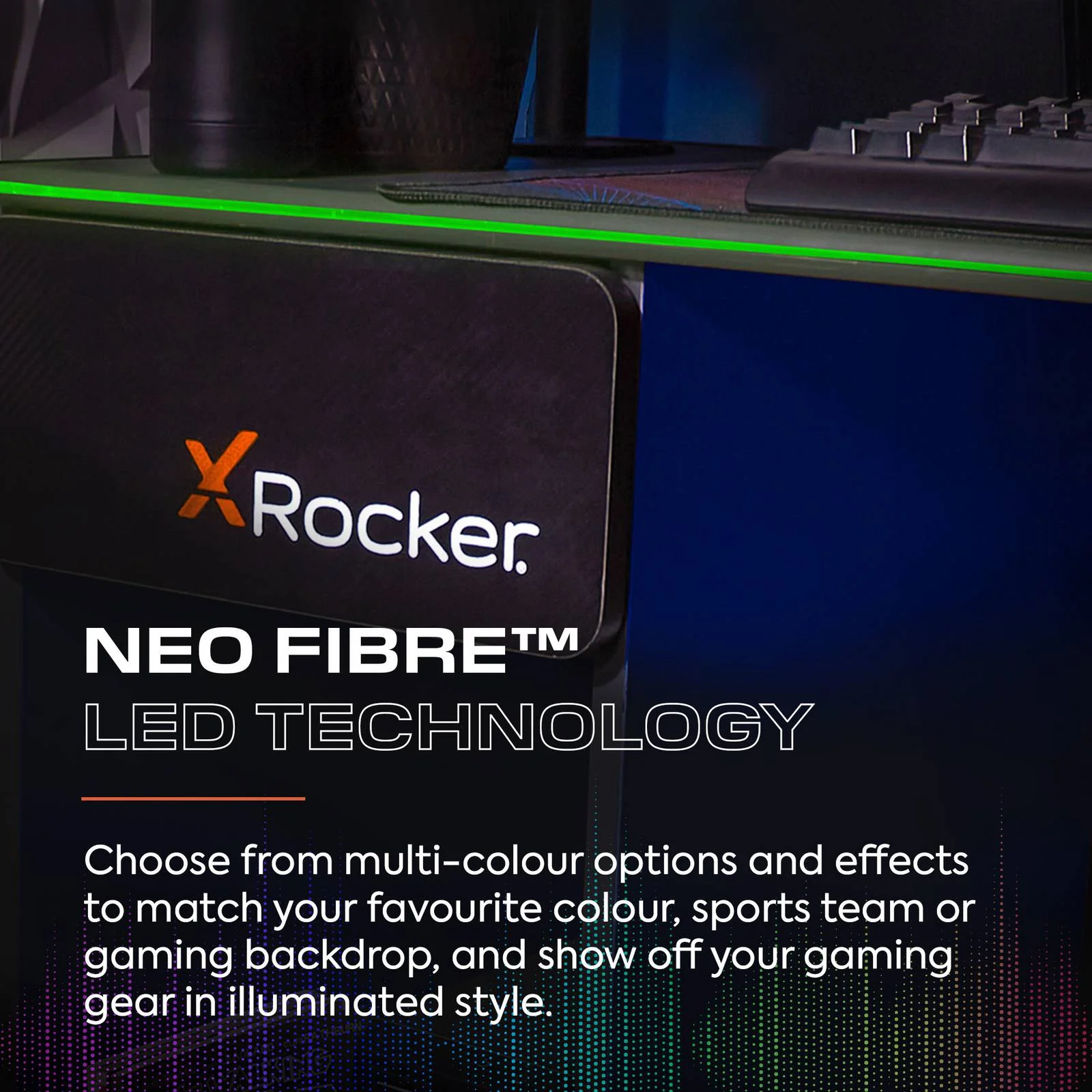 Carbon-Tek 120cm LED Gaming Desk with Wireless Charging - Grey / Blue RGB