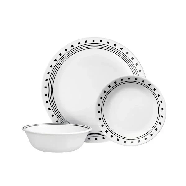 Corelle City Block 18 Piece Dinner Set White