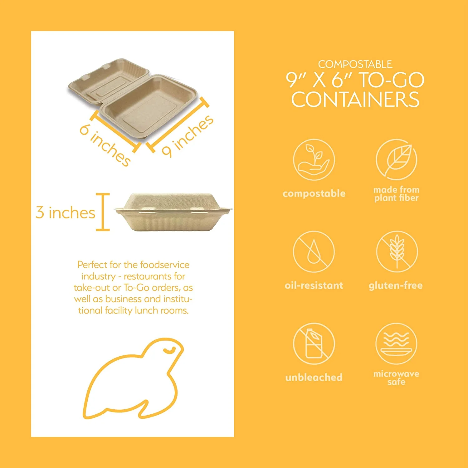 Renewable Plant Fiber Clam Shell Containers