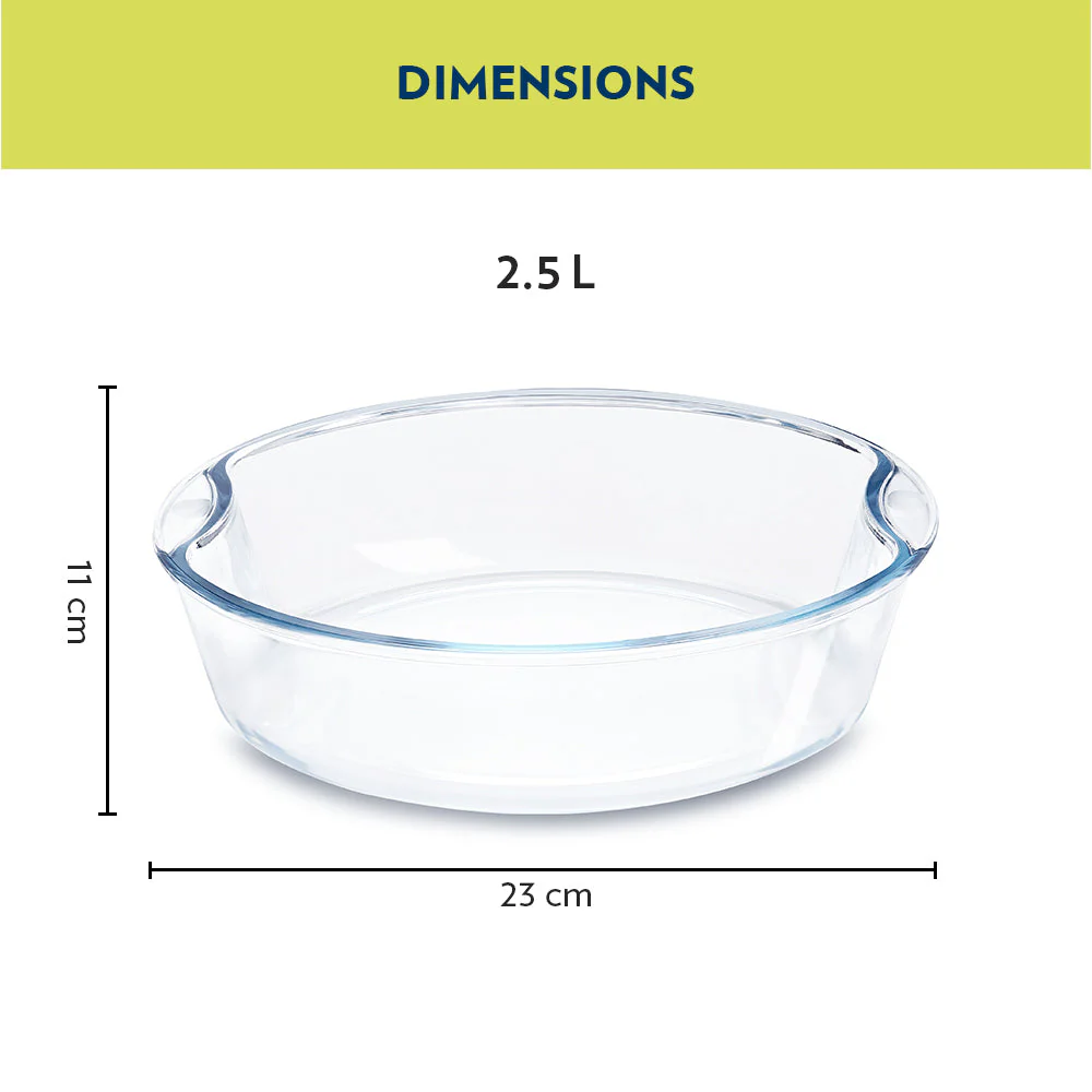 Borosil EasyGrip Round Cake Dish, 2.5L