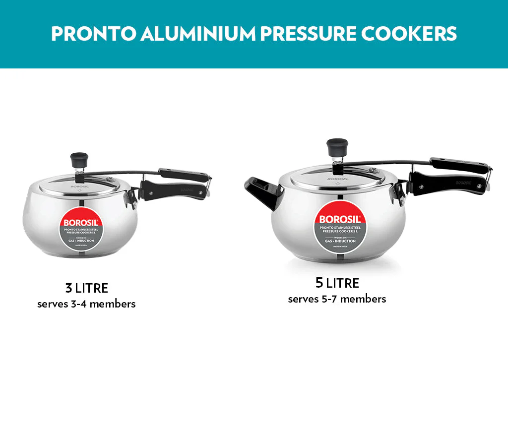 Borosil Pronto SS Pressure Cooker, 5L