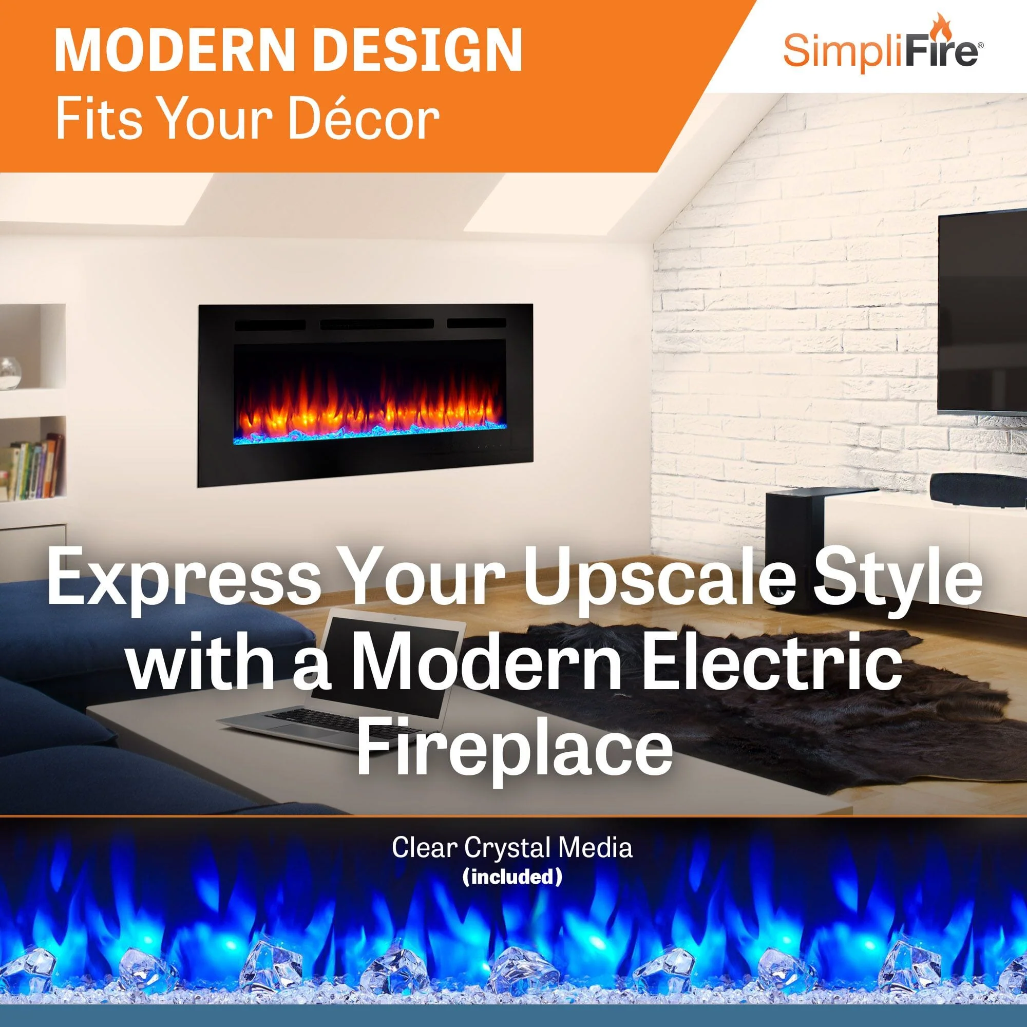 SimpliFire 48-in Allusion Wall Mount Electric Fireplace