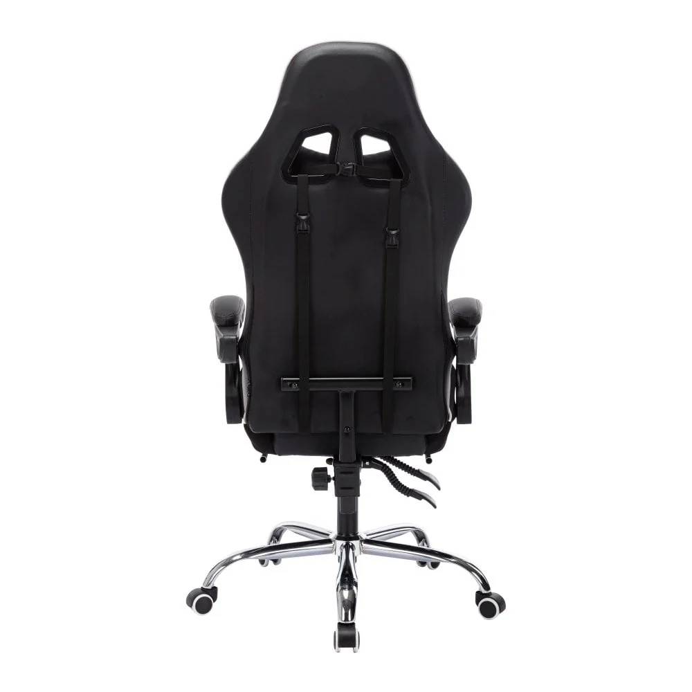 Neo Gaming Chair White  Black Leather with Massage Function & Footrest