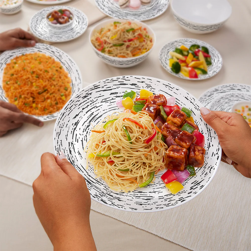 Larah by Borosil Milky Way Dinner Set, 33 pc