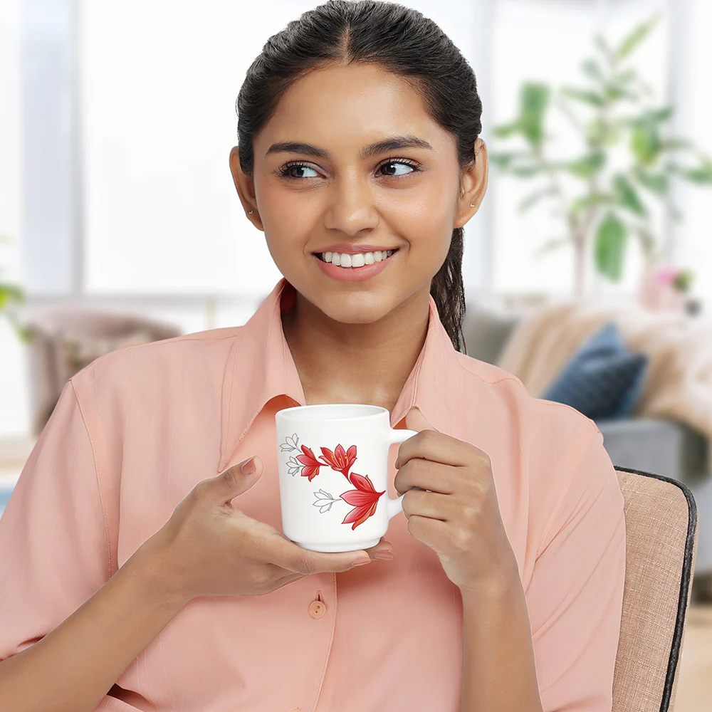 Larah by Borosil Ruby Mug Set, 240ml x 6