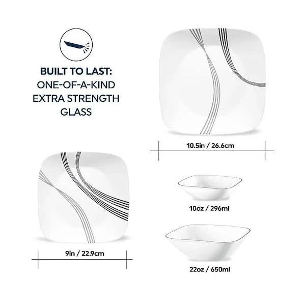 Corelle 16 Piece Urban Arc Dinner Set White