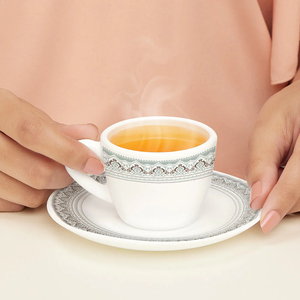 Larah by Borosil Classic Cup n Saucer Set, 220ml x 12