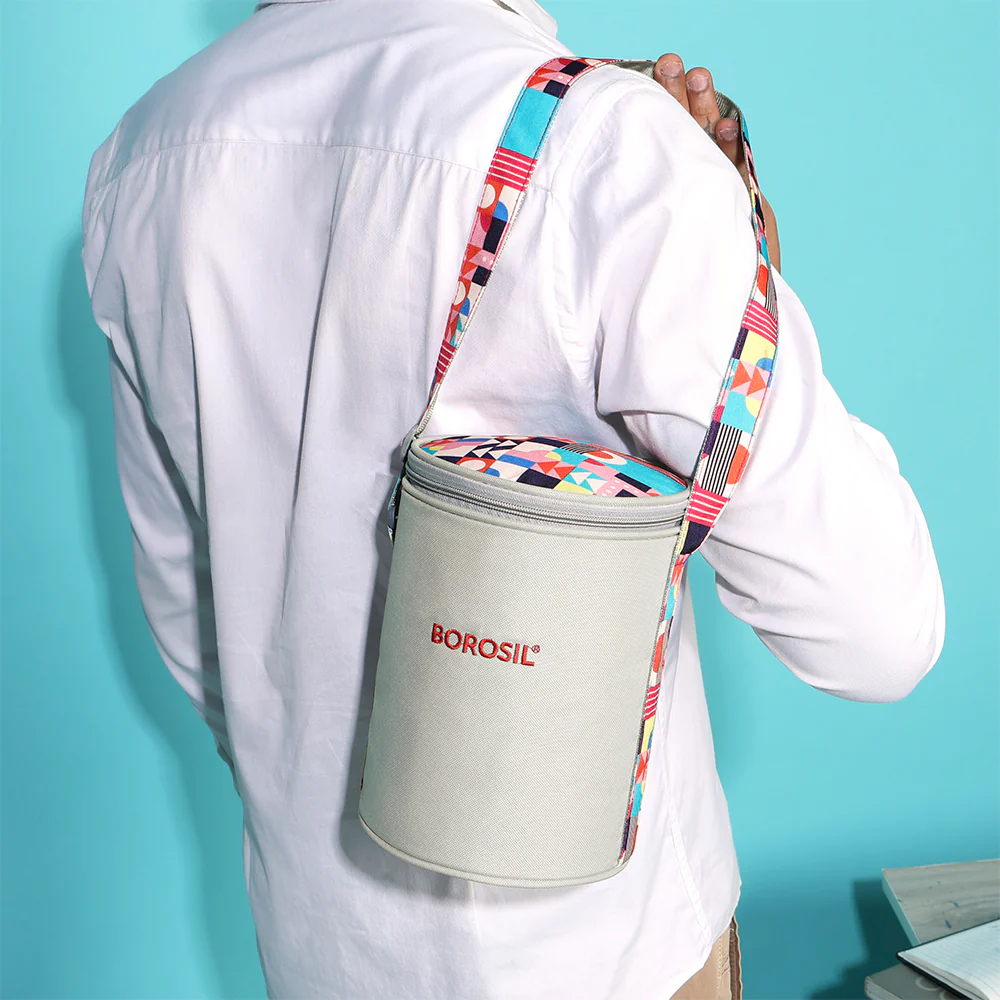 Borosil Kube Pink Glass Lunch Box, Round x 3 (Tall), Set of 3, 400ml