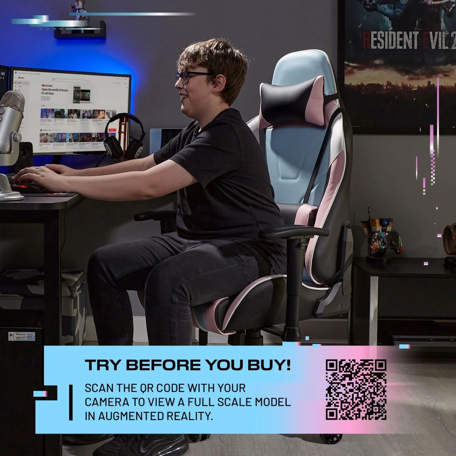 Agility eSport Ergonomic Gaming Chair - Bubblegum Edition