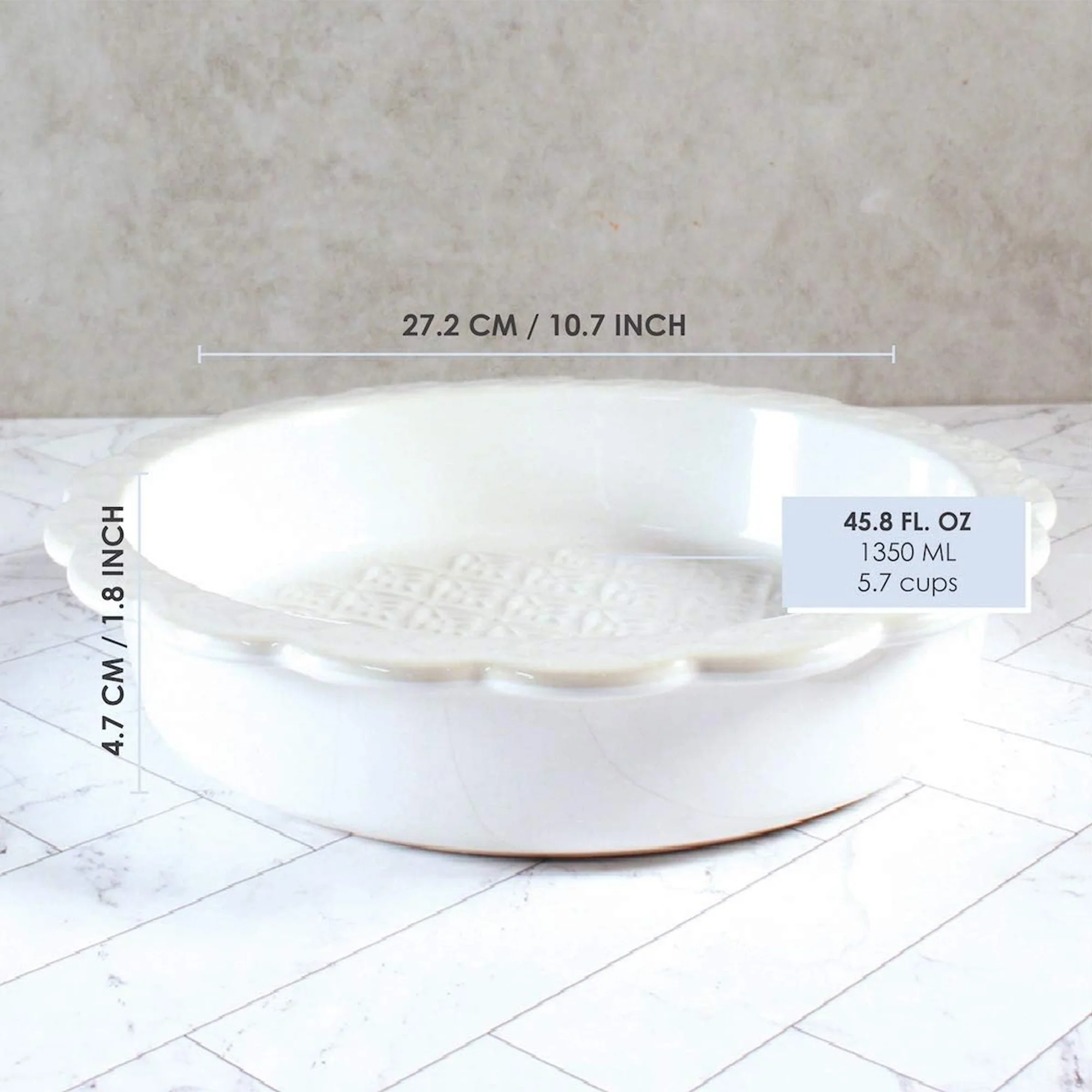 Ciroa Print Ceramic Pie Dish White