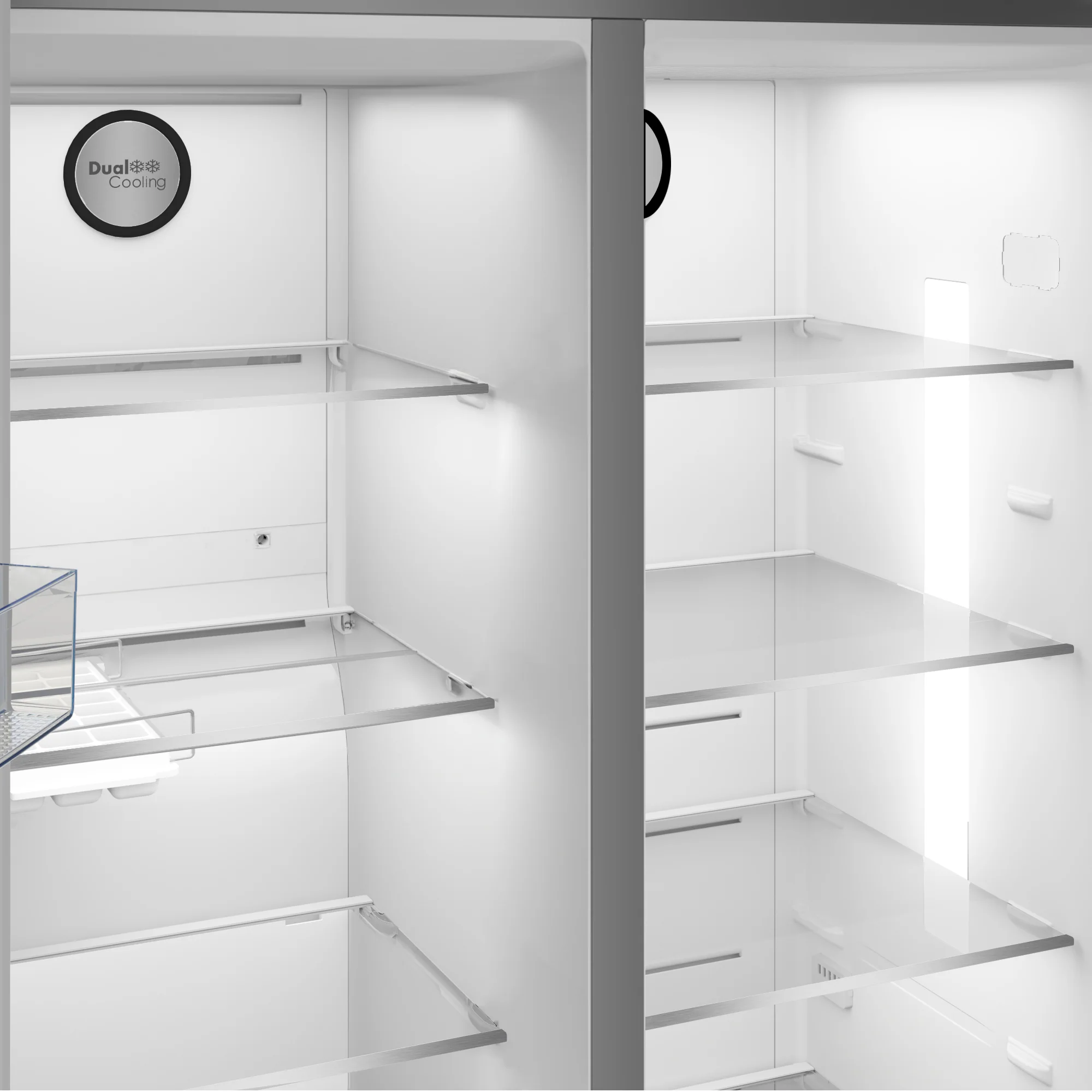 Defy 614lt Naturelight Side by Side Fridge Freezer Metallic