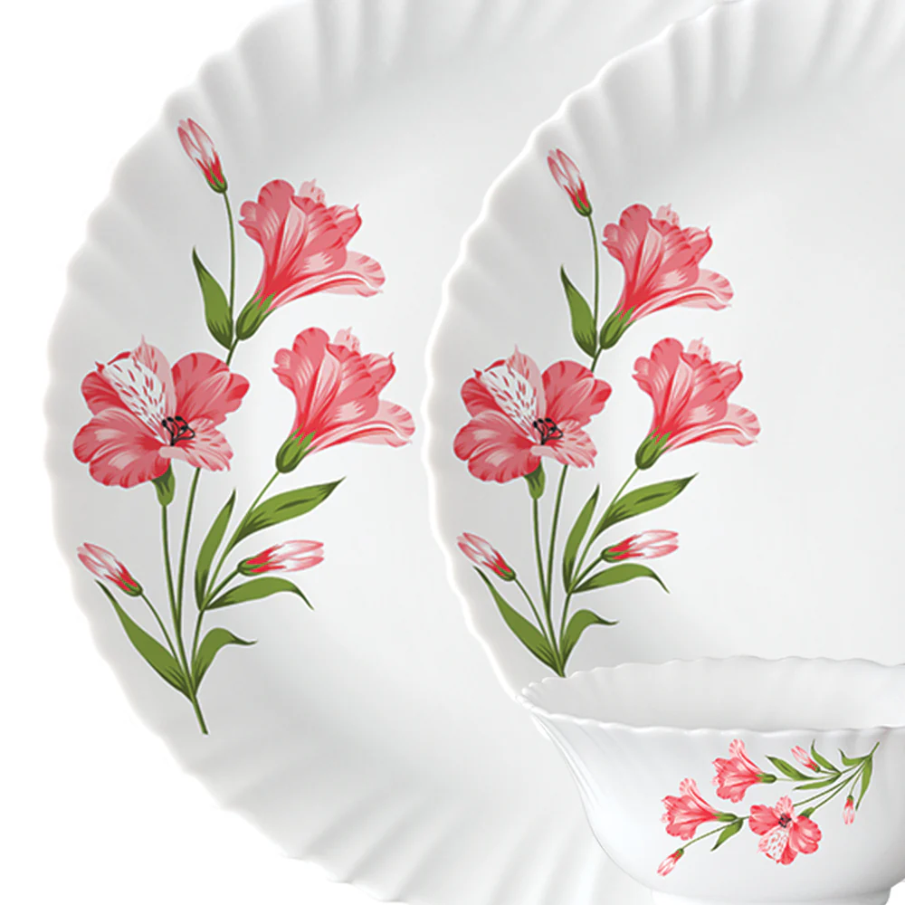 Larah by Borosil, Marina Peach Dinner Set, 19 pc
