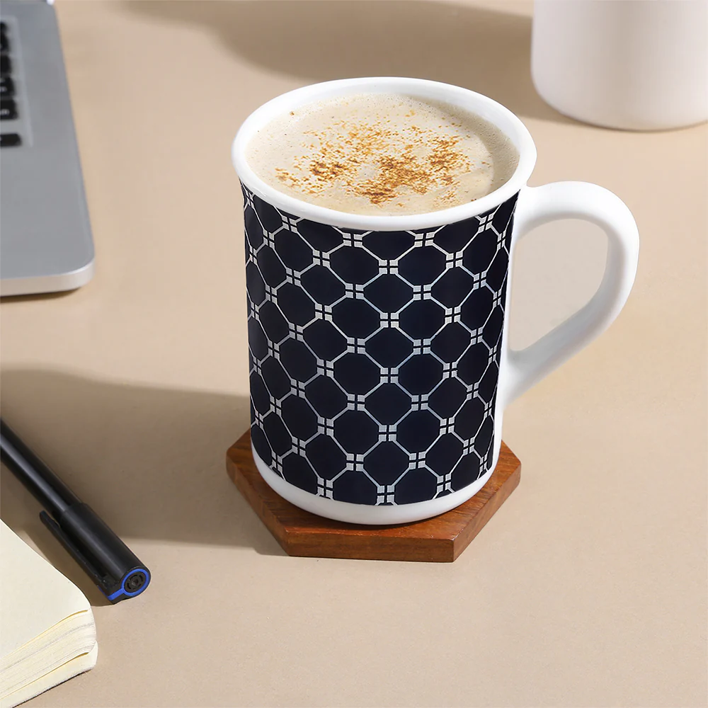 Larah By Borosil Kazak White Mug Set, 350ml x 2