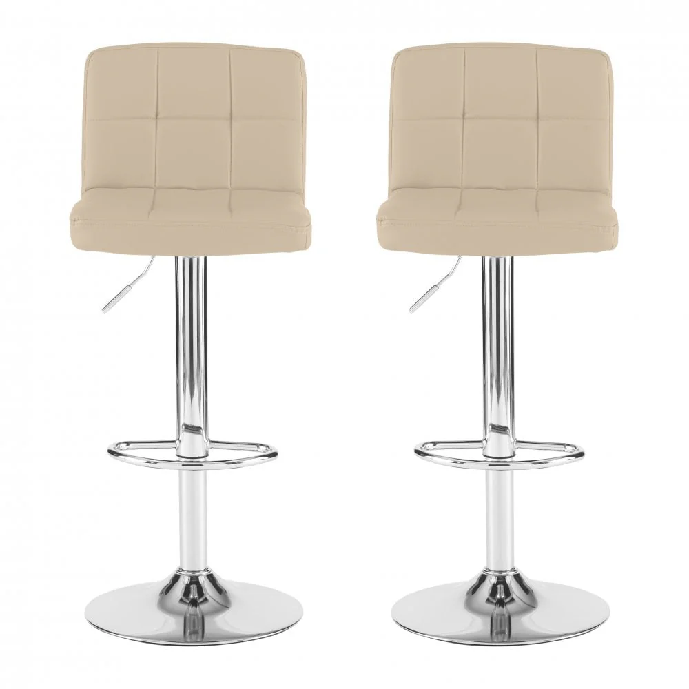 Cream Faux Leather Swivel Bar Stool