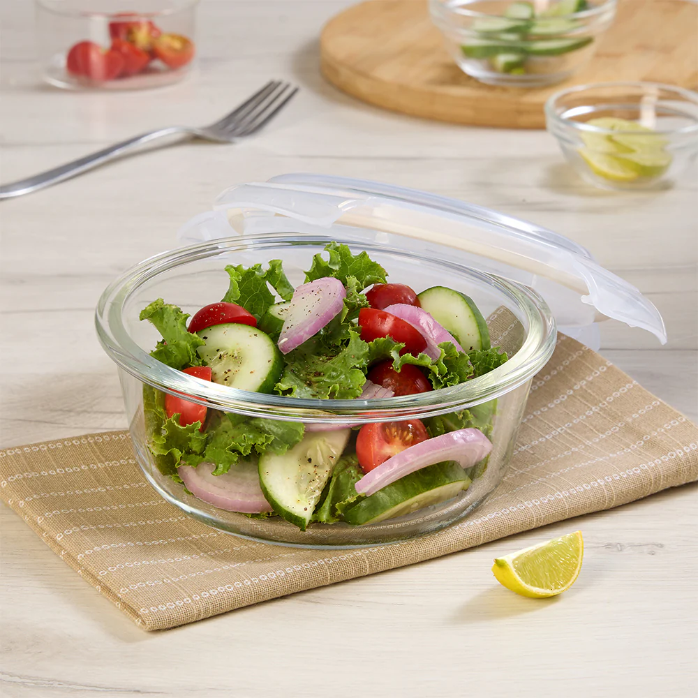 Borosil Tuff-Glass Klip n Store, Round Container