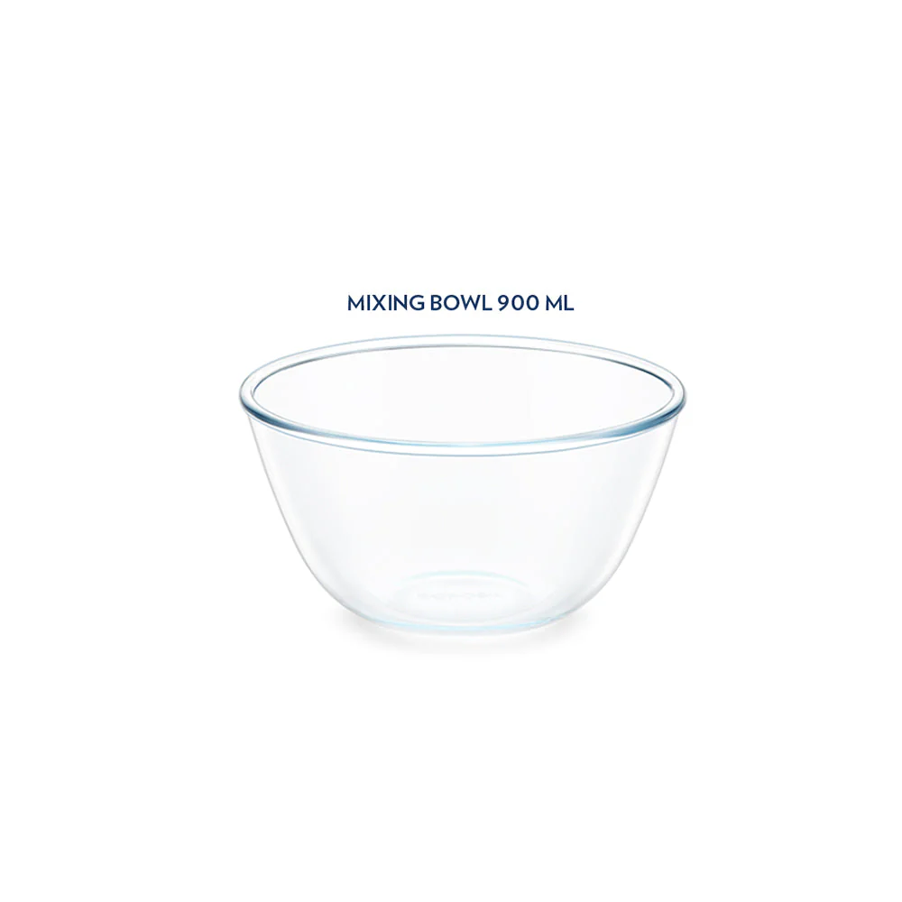 Borosil Mixing Bowl White Lid, Set of 2, 900ml