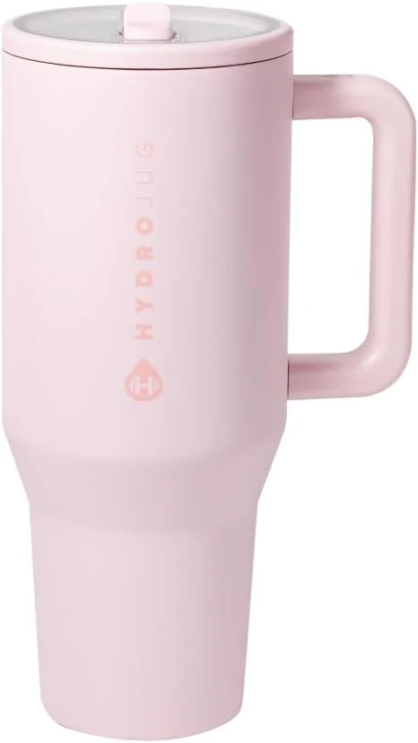 40 oz Water Bottle with Handle & Flip Straw - Fits in Cup Holder, Leak Resistant Tumbler-Reusable Insulated Stainless Steel & Rubber Base