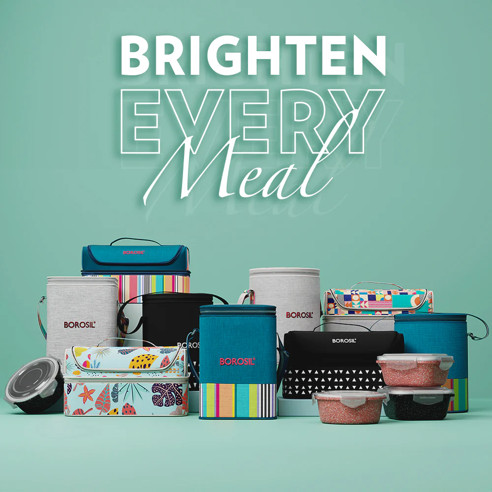 Borosil Kube Pink Glass Lunch Box, Round x 3 (Tall), Set of 3, 400ml