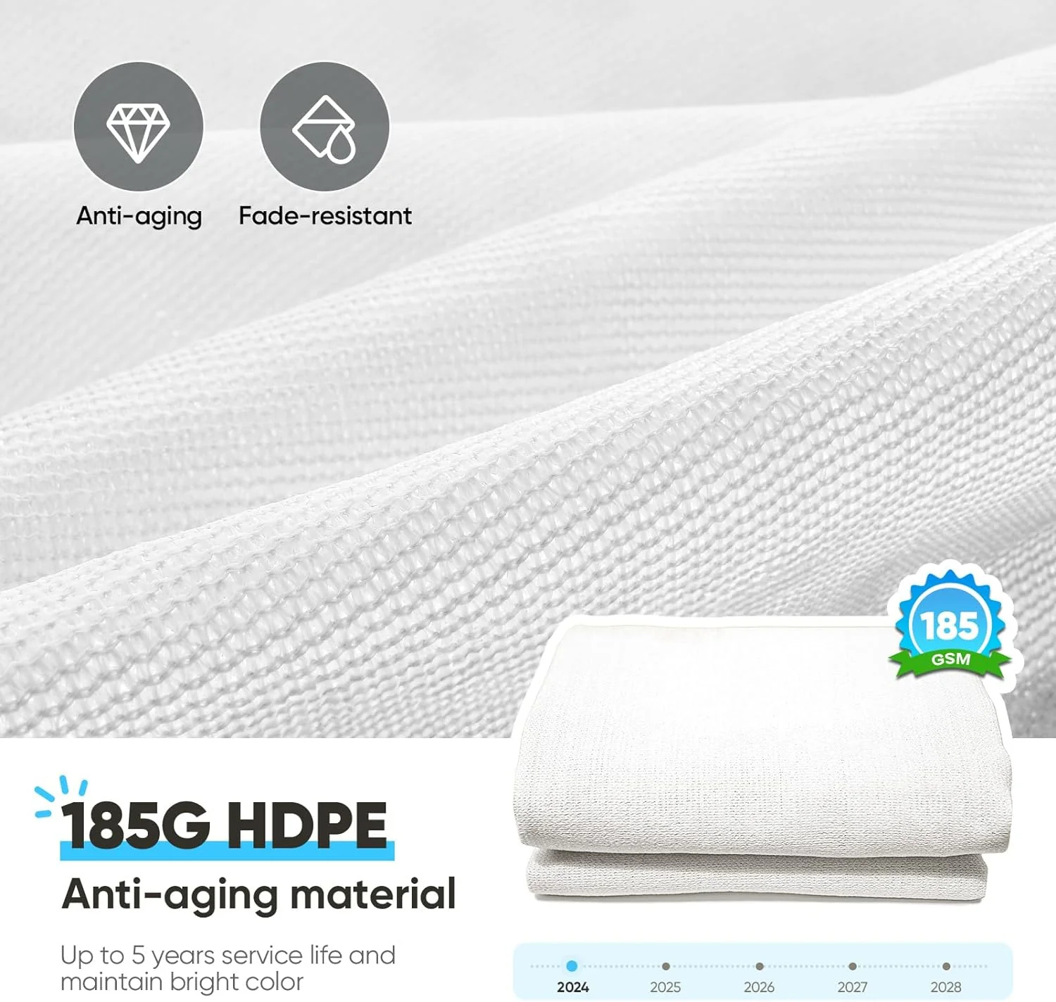 20x26ft Sun Shade Sail for Patio, 185GSM Heavy Duty Rectangular Outdoor Sunshades Canopy Cover