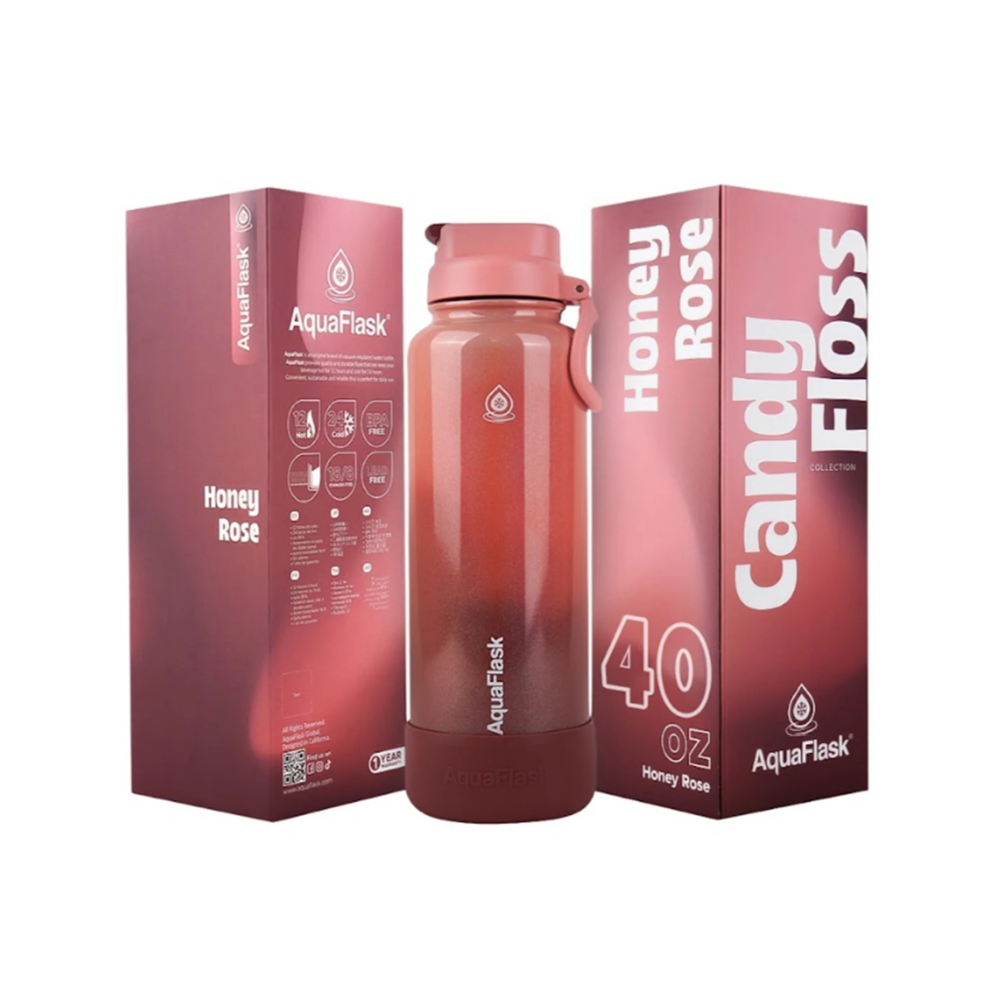 Aquaflask Candy Floss 650ml Flask Honey Rose