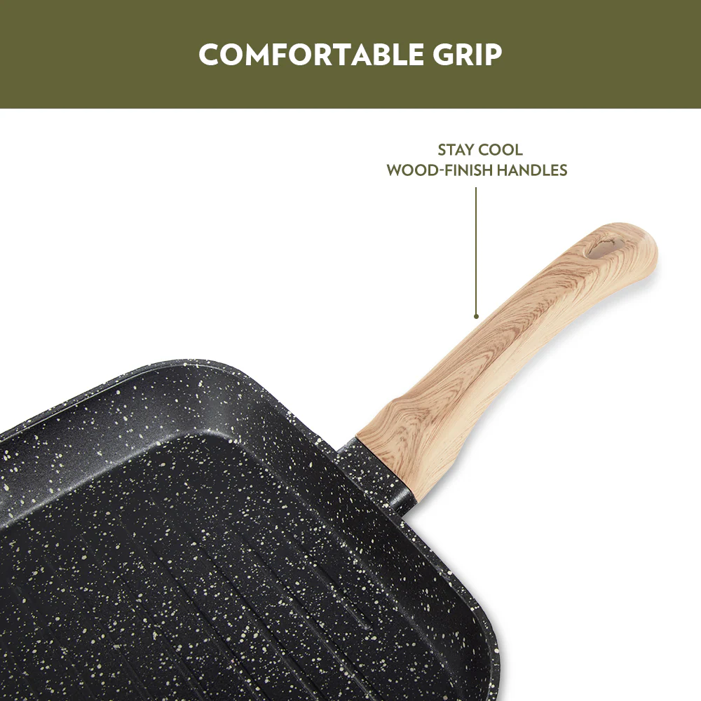 Borosil Vajra Nonstick Grill Fry Pan, Square, 24 cm