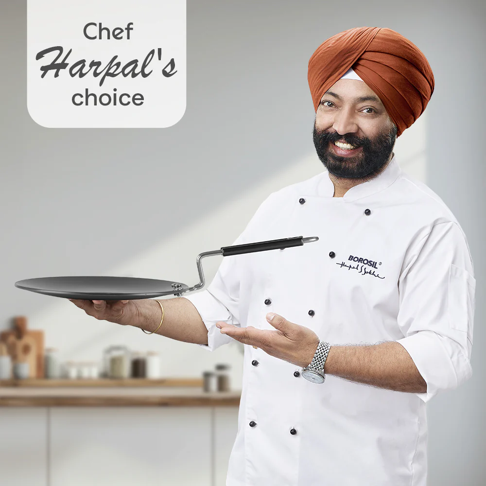 Hard Anodized Concave Tawa, 22 cm