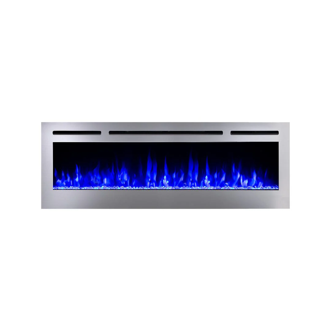 The Sideline Deluxe Stainless Steel 60 Inch Recessed Smart Electric Fireplace 86277