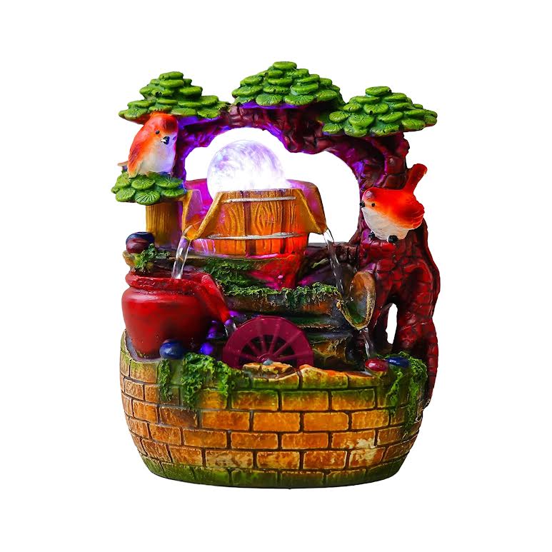 Bird Design Tabletop Indoor Water Fountain Multicoloured