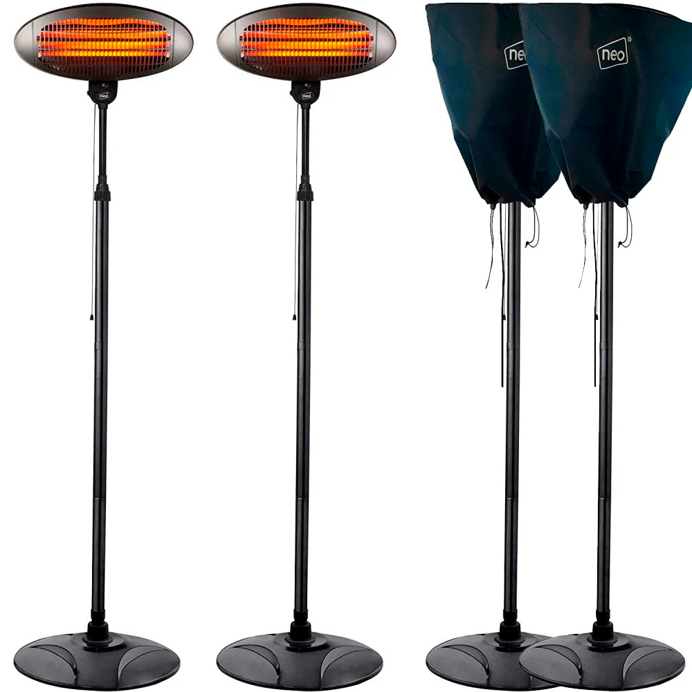 Pair of Neo 2KW Electric Quartz Outdoor Garden Patio Heater