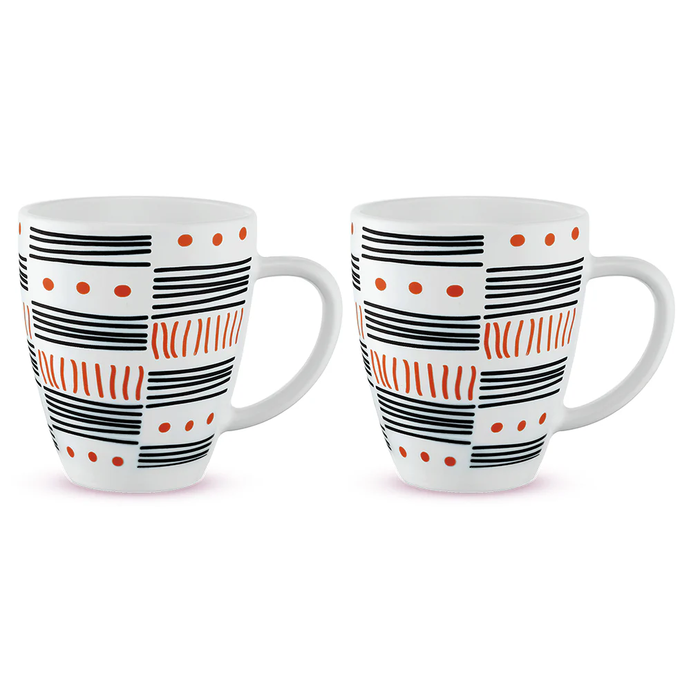 Larah by Borosil Doodle Mug Set, 400ml x 2