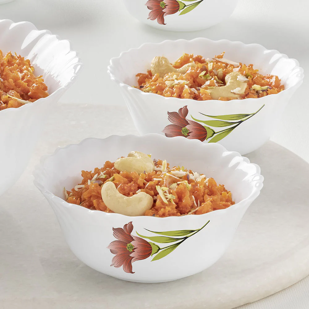 Larah by Borosil Red Iris Pudding Set, 5 pc (Mini)