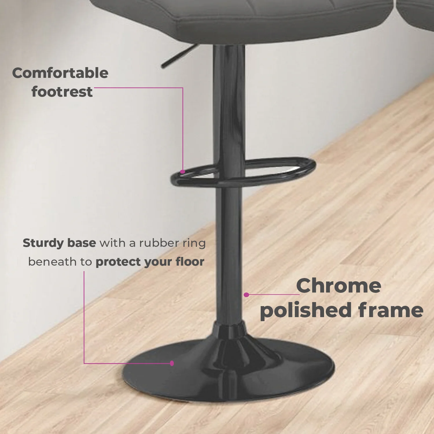 Dark Grey Faux Leather Bar Stool