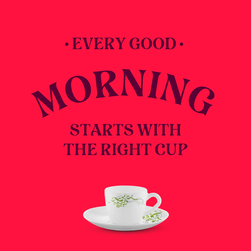 Larah by Borosil Erba Cup n Saucer Set, 90ml x 12