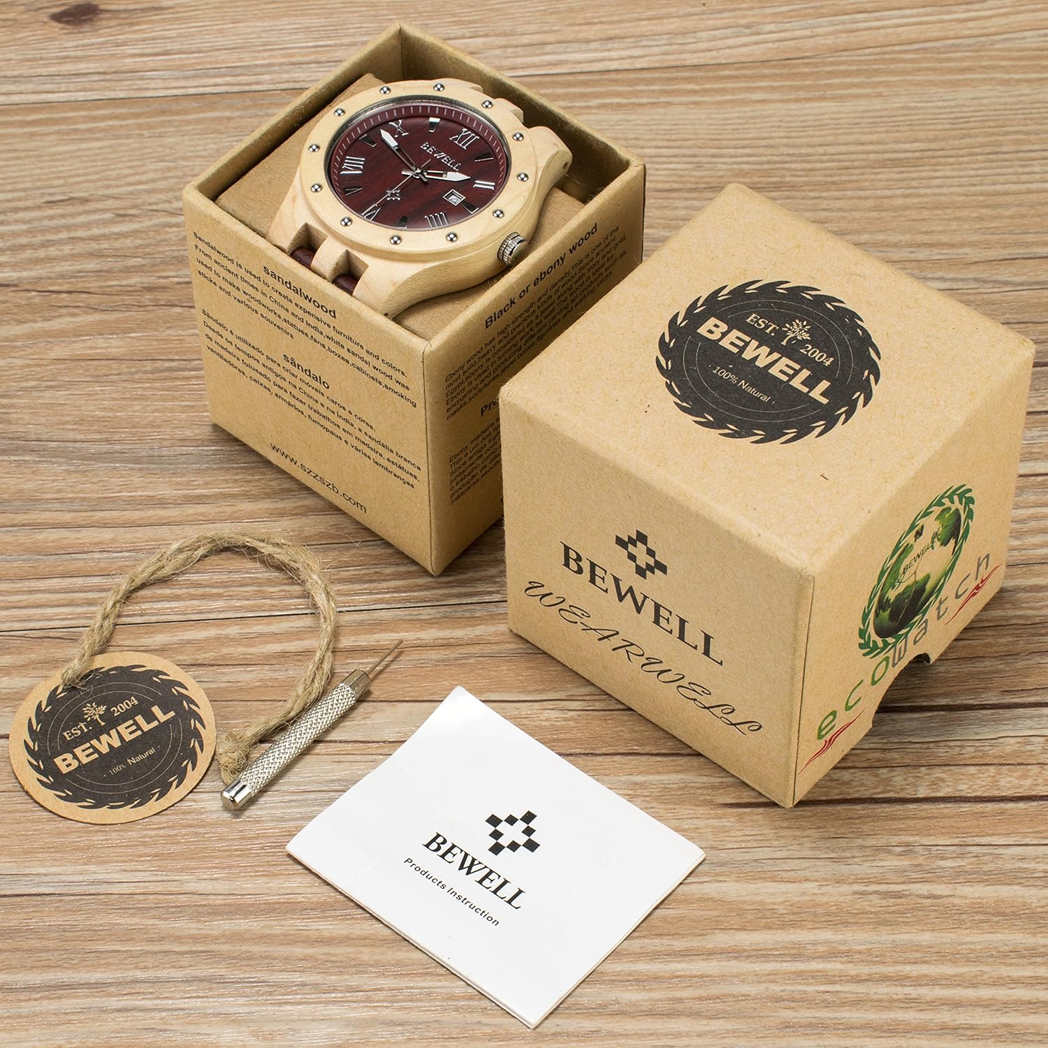 Men's Wooden Watches Handmade Analog Quartz Luminous Wristwatch