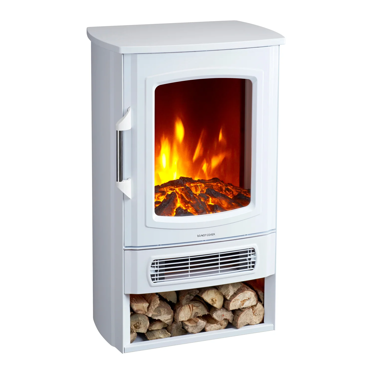 Neo Electric Heater White with Realistic Flame & Log Store 1000W / 2000W