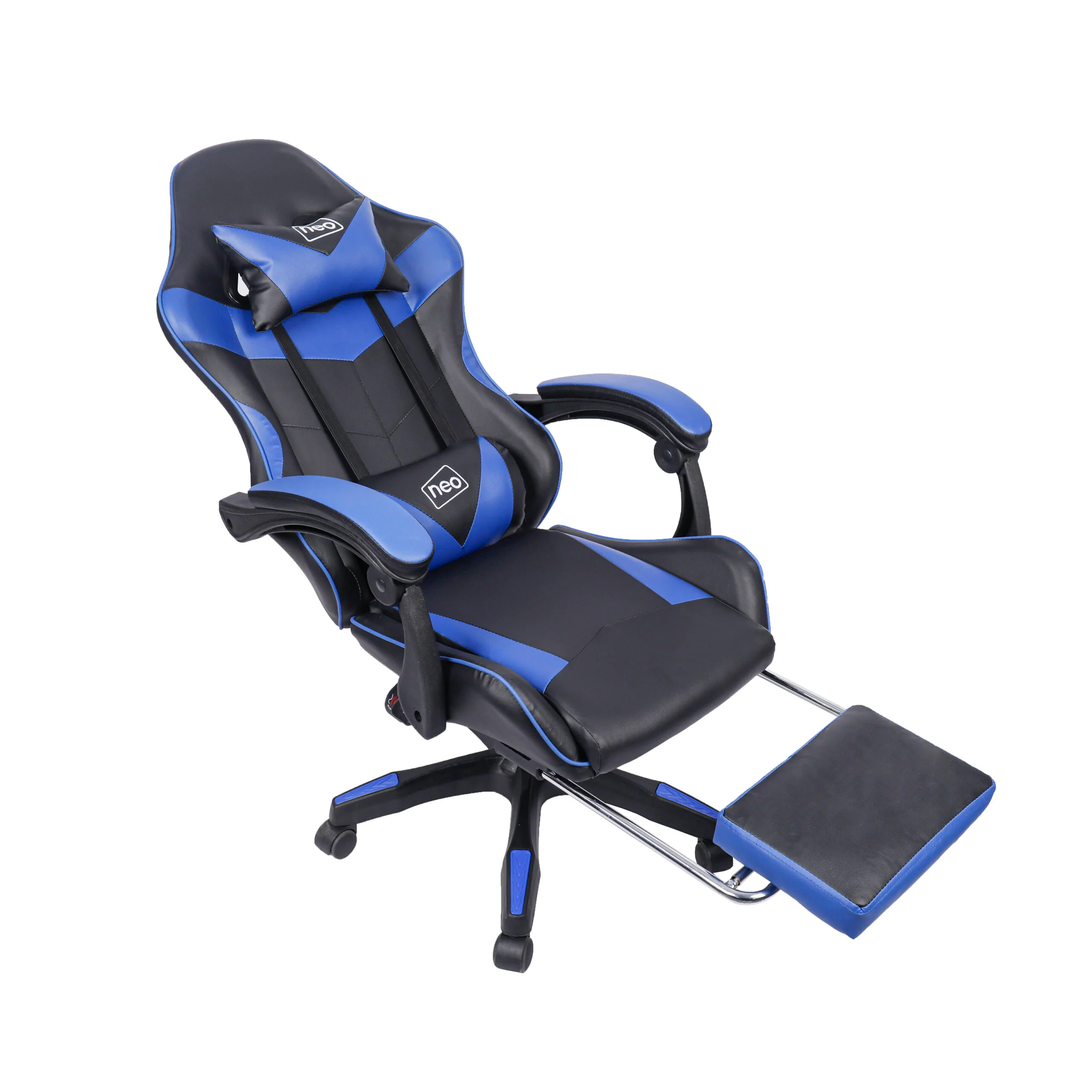 Neo Gaming Chair Blue & Black PU Leather With Footrest