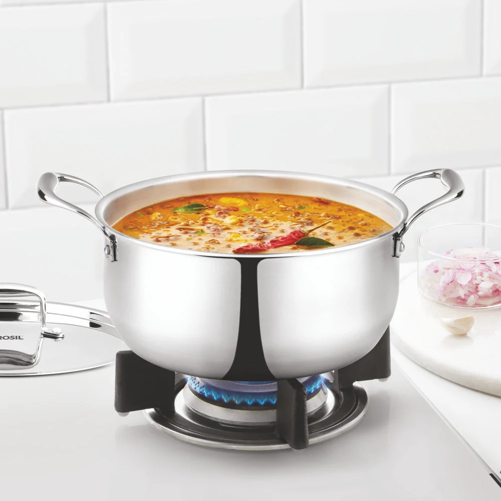 Borosil Cookfresh Triply Casserole (Steel Handle + Lid), 3.6L