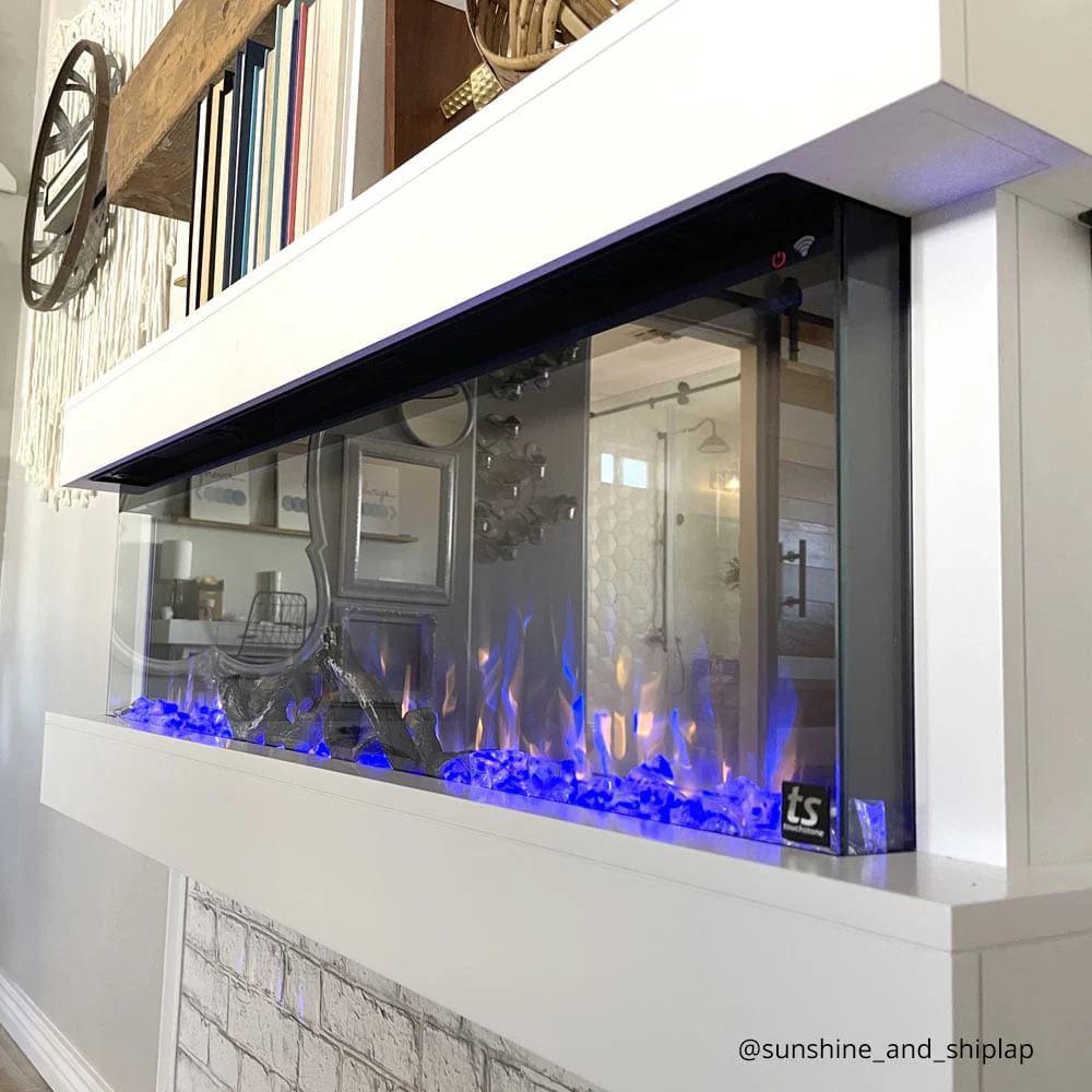 Chesmont White 50 Inch 80033 Wall Mount 3-Sided Smart Floating Electric Fireplace (Alexa/Google Compatible)