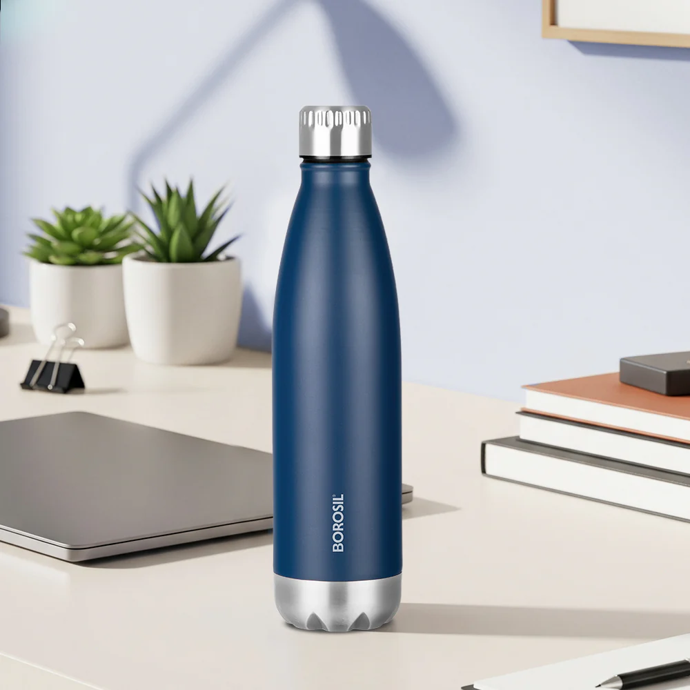 Borosil Bolt Insulated Bottle 1L, Blue