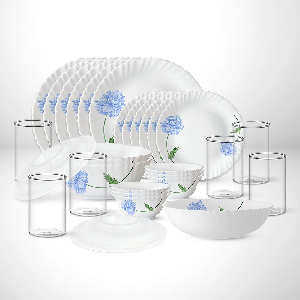 Larah by Borosil Blue Mist Dinner Set, 9 pc