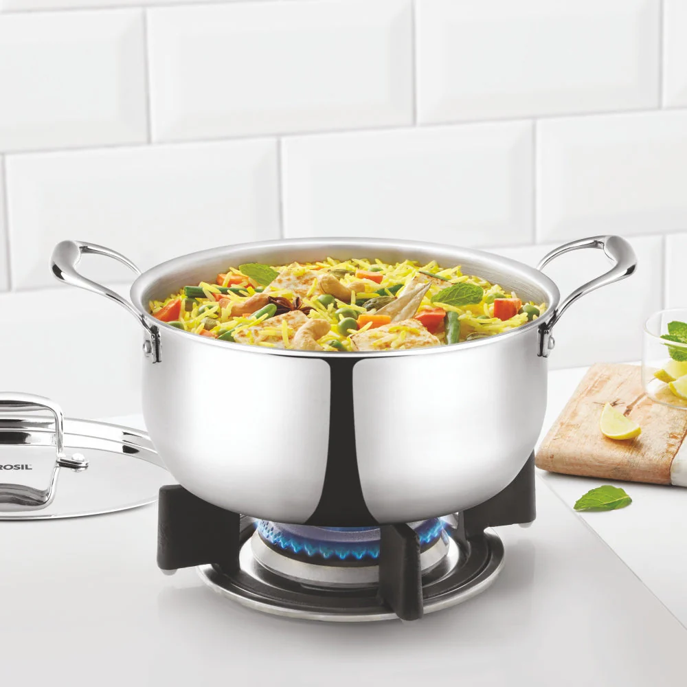 Borosil Cookfresh Triply Casserole (Steel Handle + Lid), 2.8L