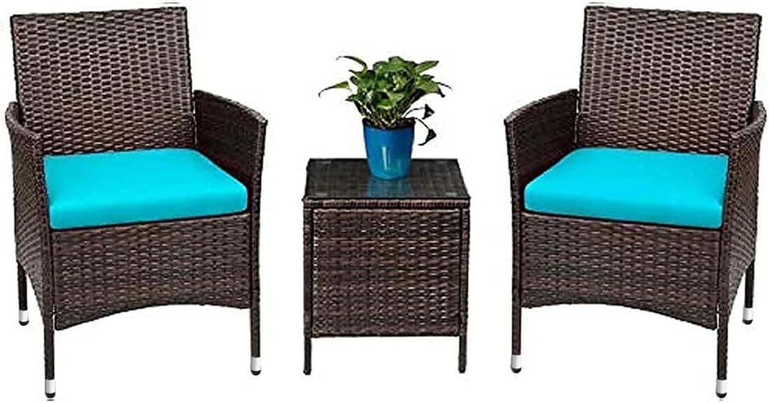 Patio Porch Furniture Sets 3 Pieces PE Rattan Wicker Chairs with Table Outdoor Garden Furniture Sets