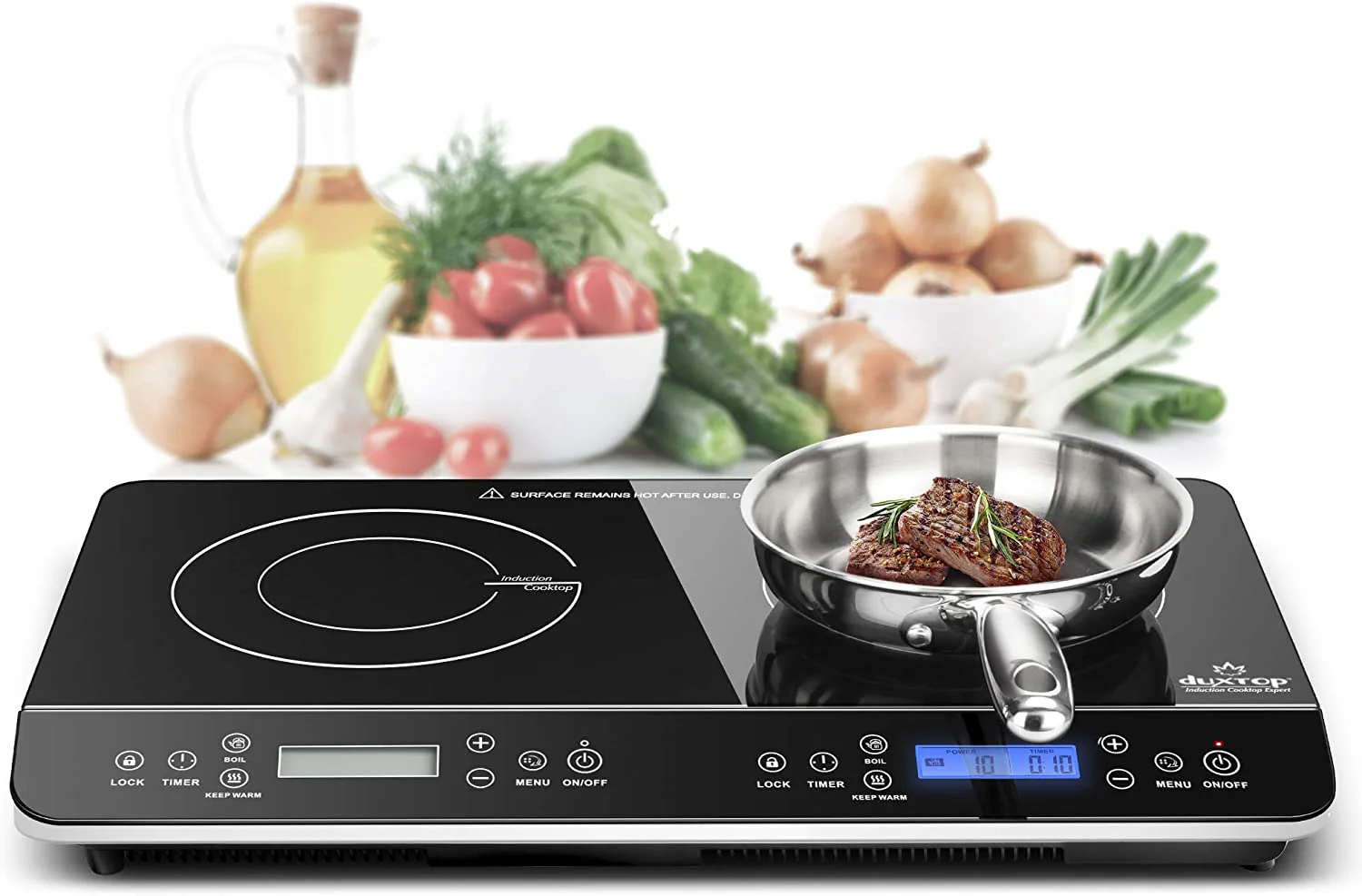 LCD Portable Double Induction Cooktop 1800W Digital Electric Countertop Burner Sensor Touch Stove