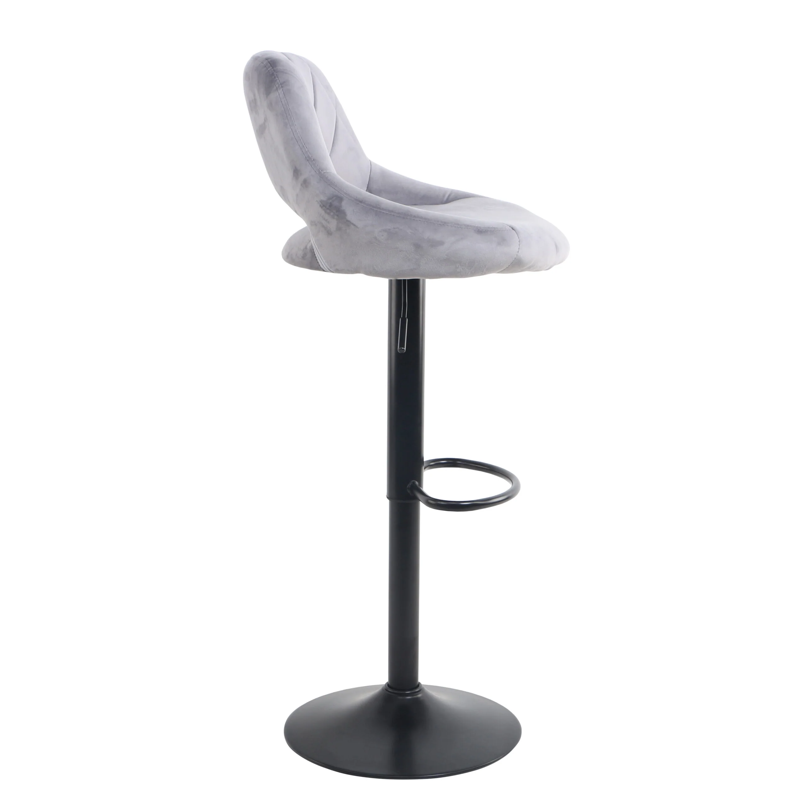 Neo Bar Stool Grey Crushed Velvet Fabric & Black Steel Base Set of Two