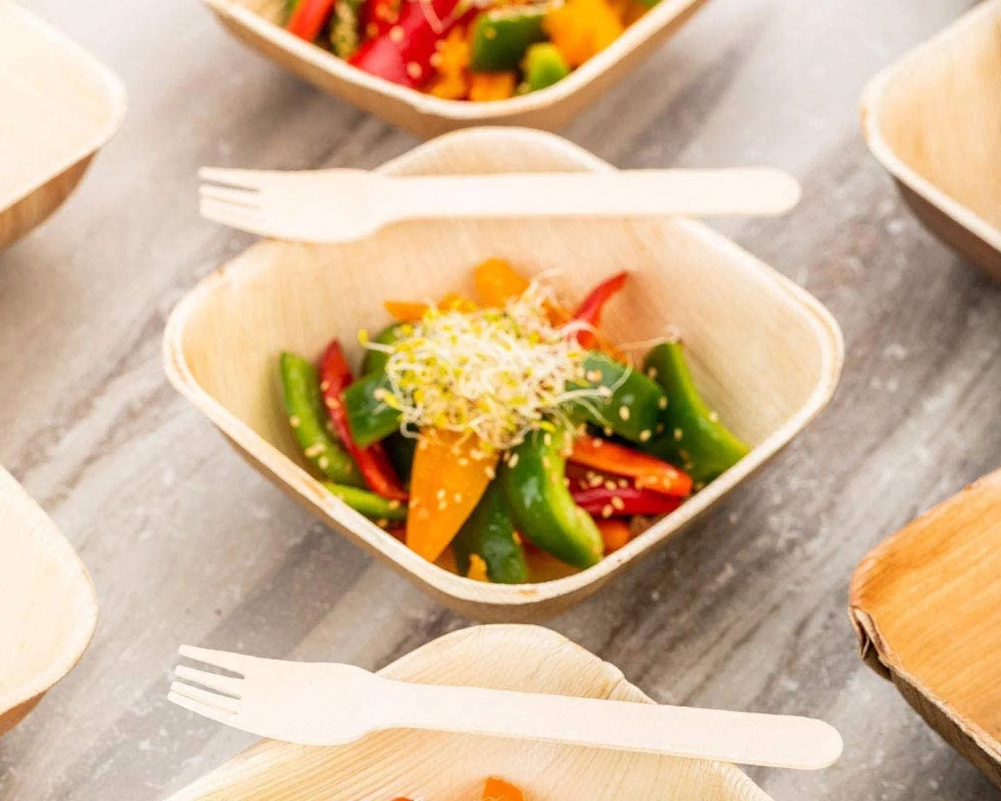 100% Compostable Square Biodegradable Eco-Friendly Disposable Palm Leaf Bowls