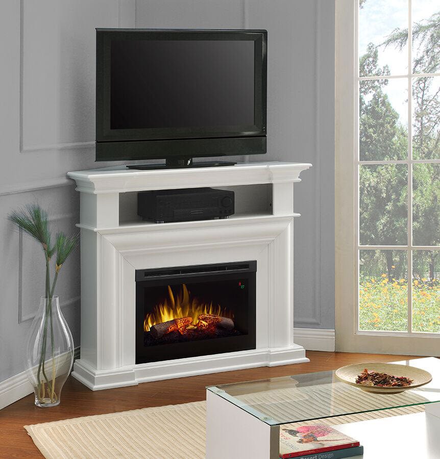 Colleen Wall or Corner Electric Fireplace Media Console in White