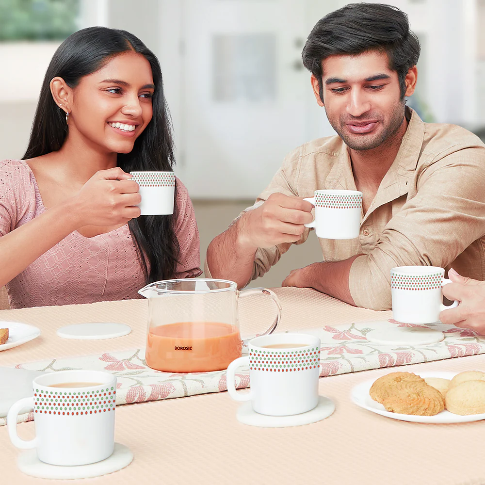 Larah by Borosil Waltz Mug Set, 180ml x 6