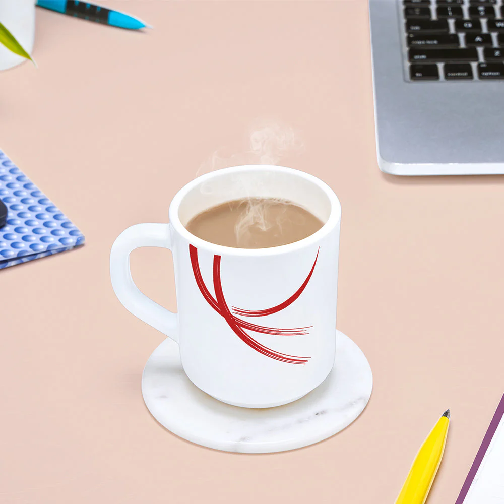 Larah by Borosil Red Stella Mug Set, 240ml x 2