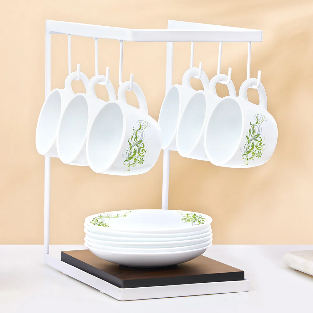 Larah by Borosil Erba Cup n Saucer Set, 140ml x 12