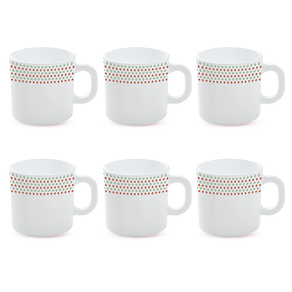 Larah by Borosil Waltz Mug Set, 180ml x 6